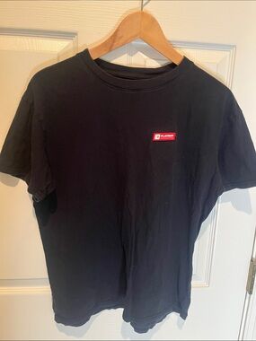 PLAYBOY Black Short Sleeve Tee with Red Logo Patch